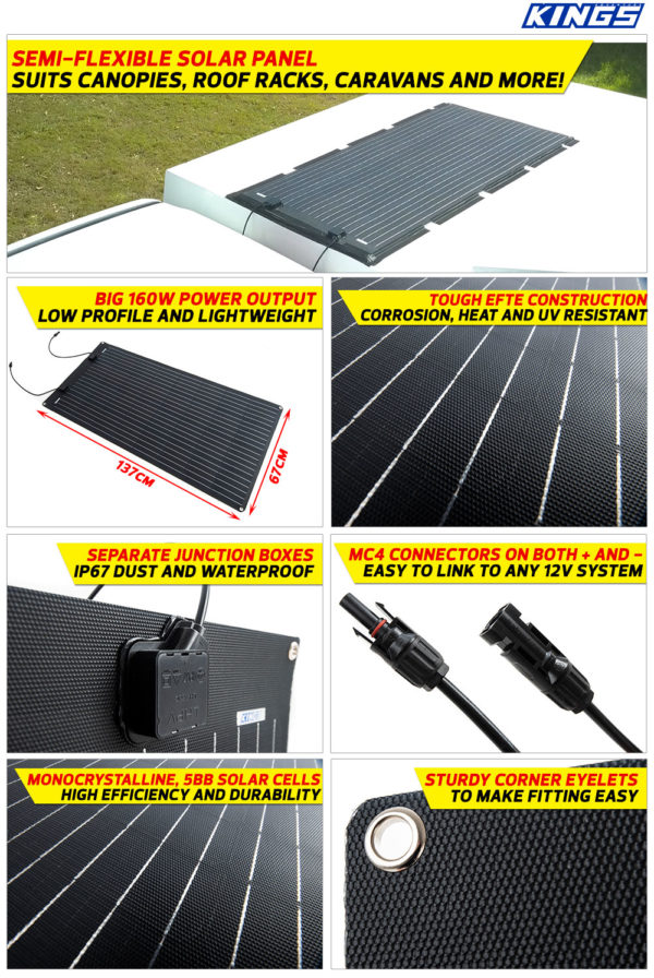 Adventure Kings 160W SemiFlexible Solar Panel